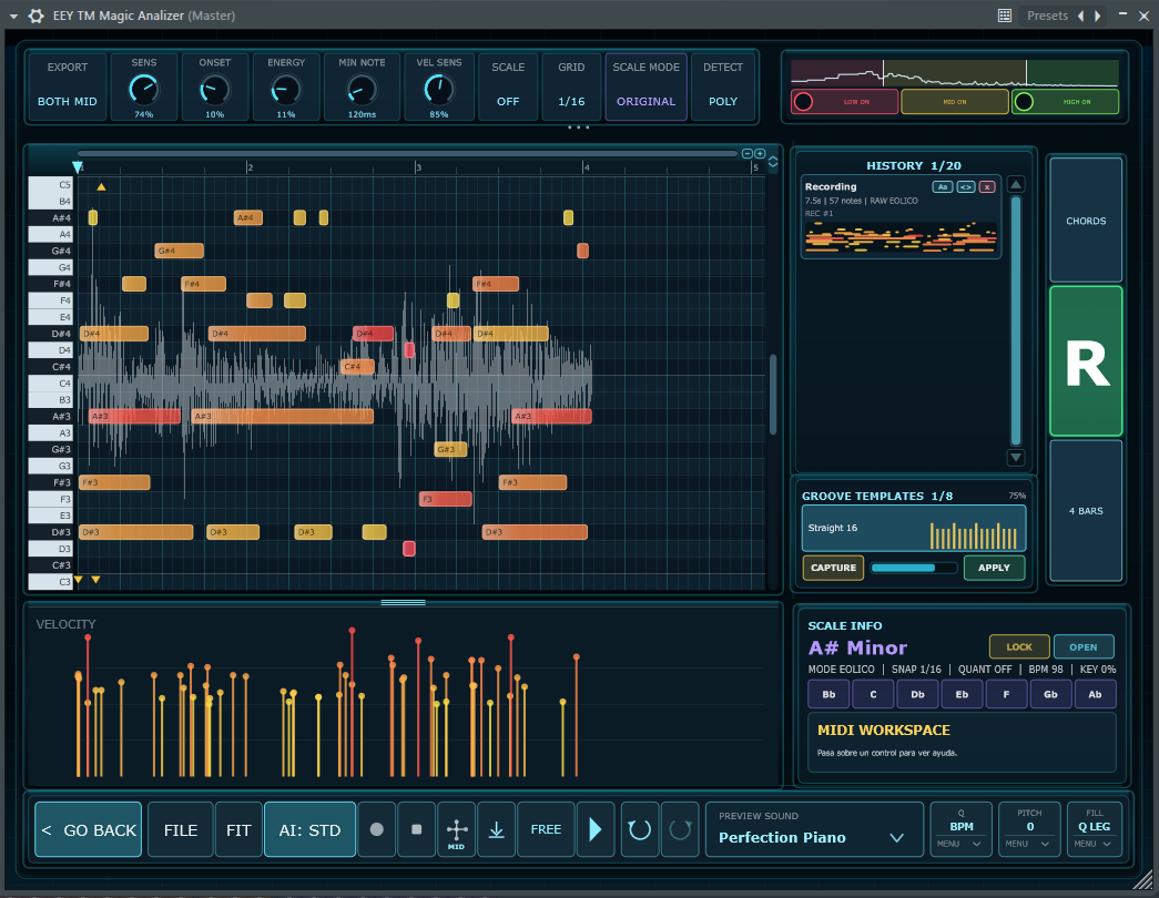 Magic Analizer — MIDI output phase